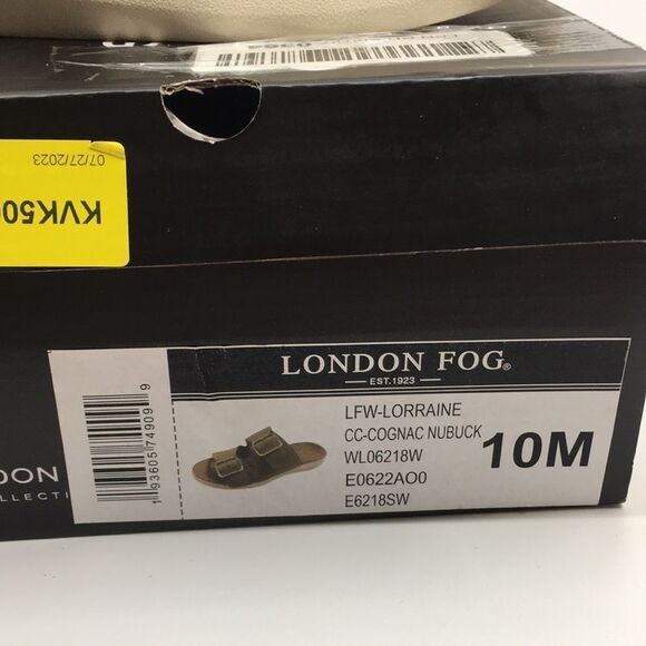 NIB London Fog Women's Cognac Nubuck Lorraine Double Strap Sandals - 10M - Picture 4 of 16